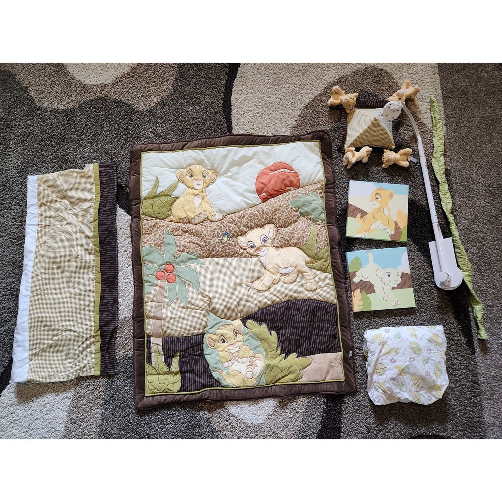 Disney Lion King blanket musical mobile 6 piece baby toddler crib accessory set